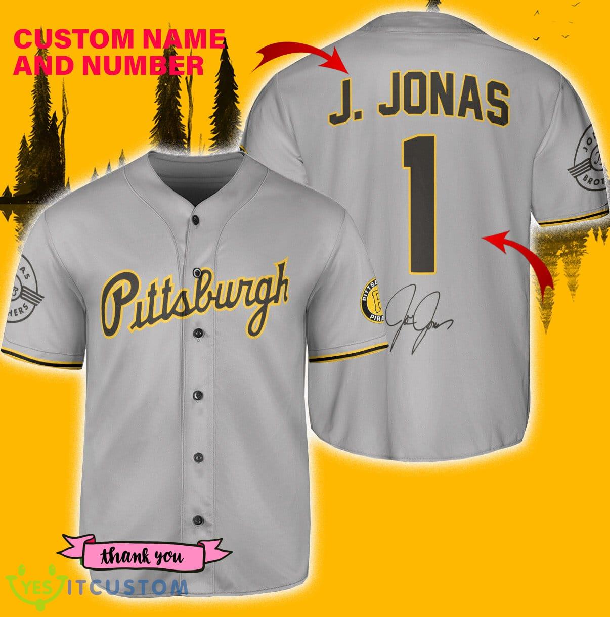 Pittsburgh Pirates J. Jonas Jersey Baseball Shirt Gray Custom Number And Name - Pittsburgh Pirates J. Jonas Baseball Jersey Gray_1