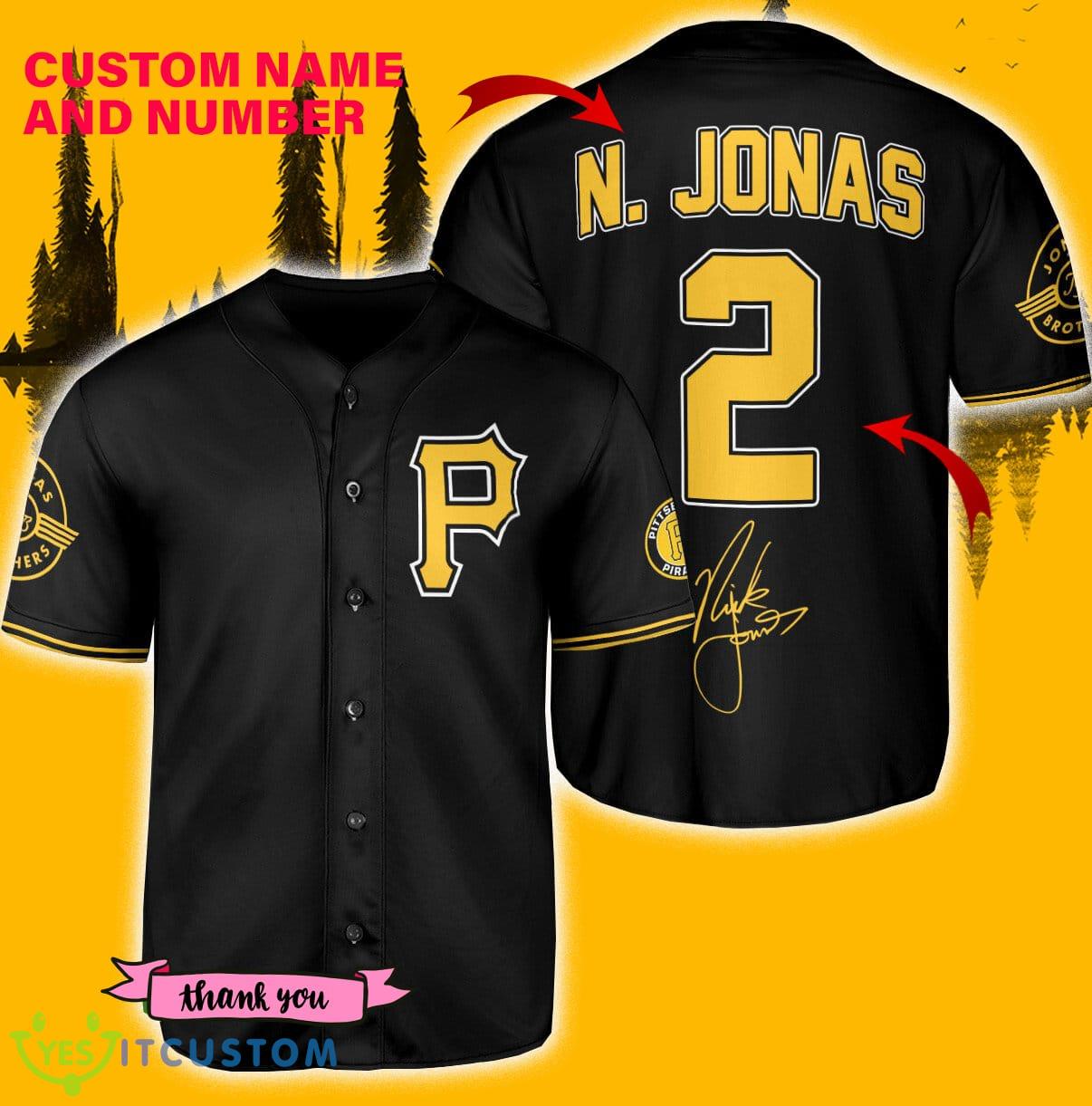 Pittsburgh Pirates N. Jonas Baseball Jersey Shirt Black Custom Number And Name - Pittsburgh Pirates N. Jonas Baseball Jersey Black_1