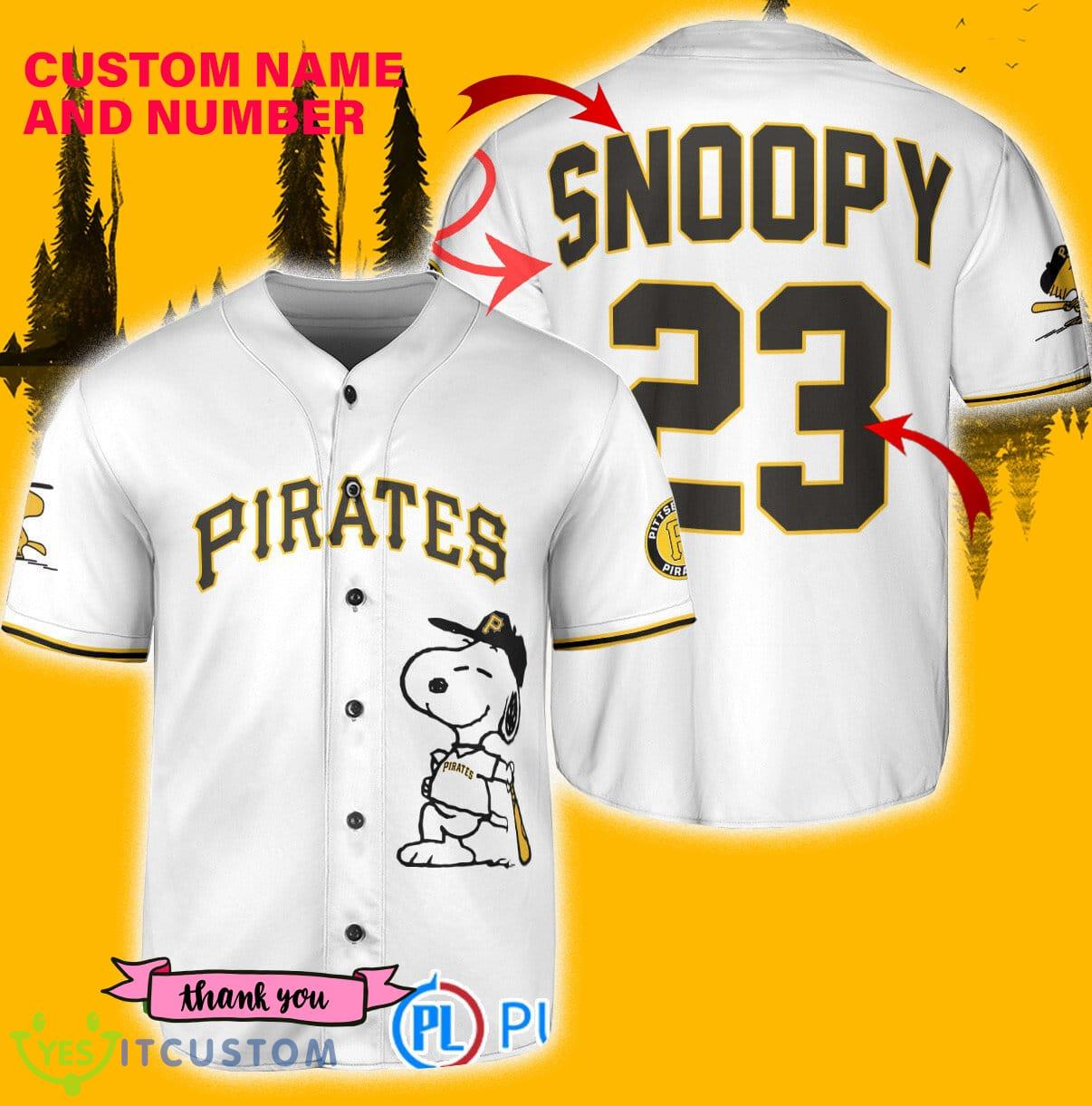 Pittsburgh Pirates Peanuts Snoopy White Custom Number And Name Jersey Baseball Shirt - Pittsburgh Pirates Peanuts Snoopy Baseball Jersey White_1