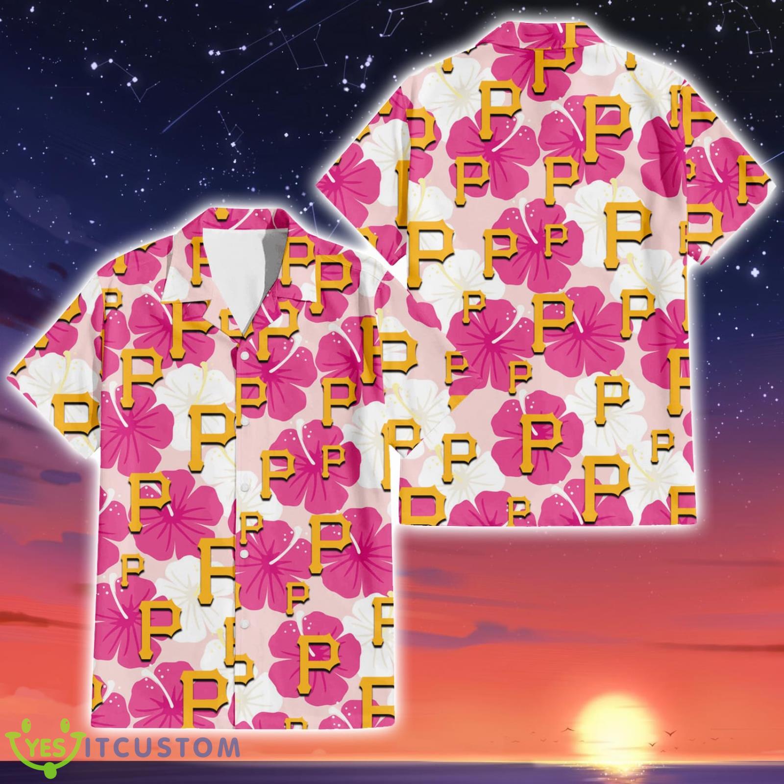 Pittsburgh Pirates Pink White Hibiscus Pattern Tropical Hawaiian Shirt Summer Gift Product Photo 1