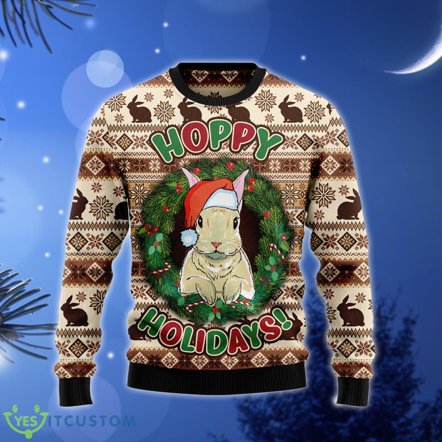 Rabbit Happy 3D Ugly Christmas Sweater Gift Men Women 1 Rabbit Happy 3D Ugly Christmas Sweater Gift Men Women - Rabbit Happy Ugly Christmas Sweater_1