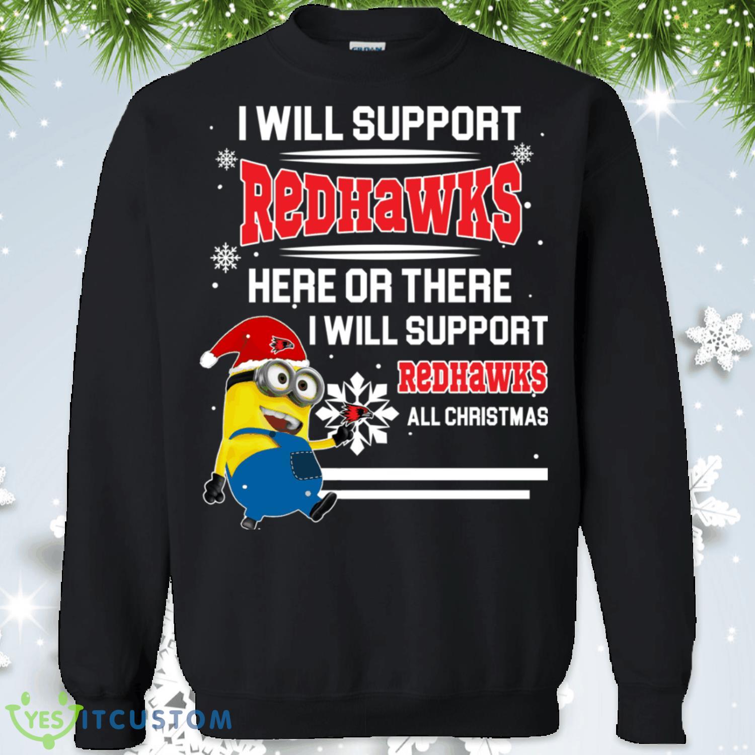 Redhawks Minion Christmas Sweatshirt 2 Redhawks Minion Christmas Sweatshirt Product Photo 1