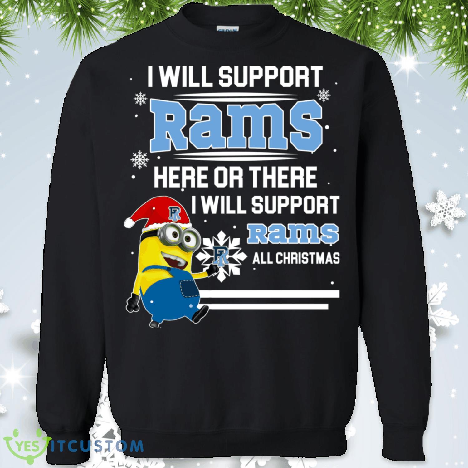 Rhode Island Rams Minion Christmas Sweatshirt 2 Rhode Island Rams Minion Christmas Sweatshirt Product Photo 1