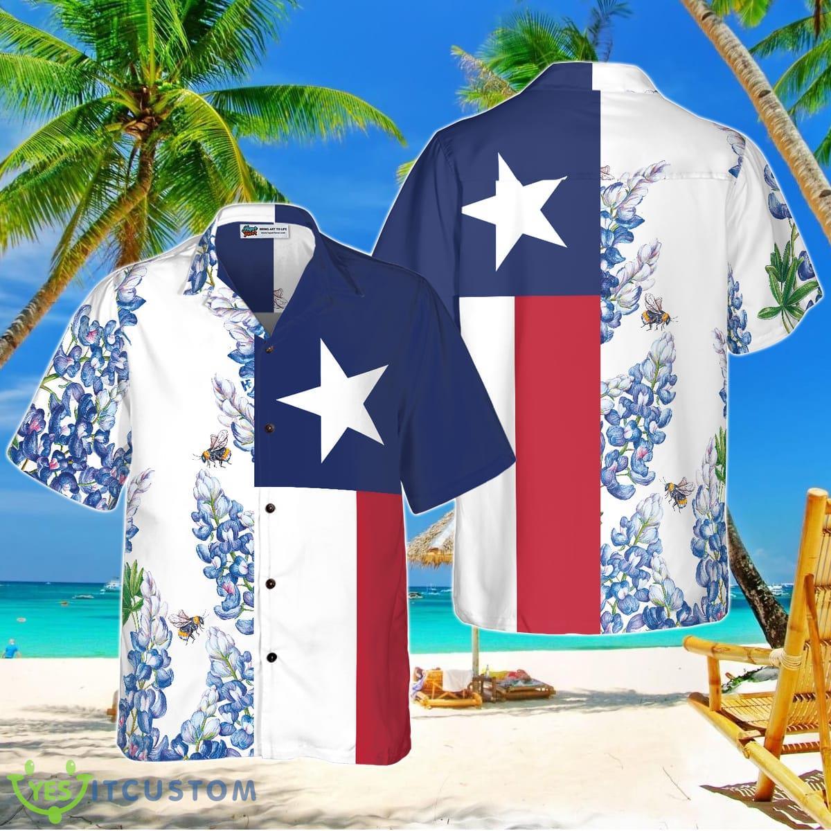 Royal Blue Bluebonnet Texas Hawaiian Shirt Product Photo 1