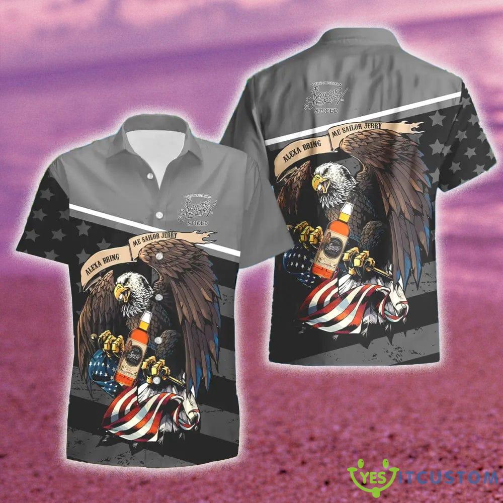 Sailor Jerry Eagle American Flag Gift Hawaiian Set Shirt And Short Summer Beach - Sailor Jerry Eagle American Flag Hawaiian Shirt And Short_1