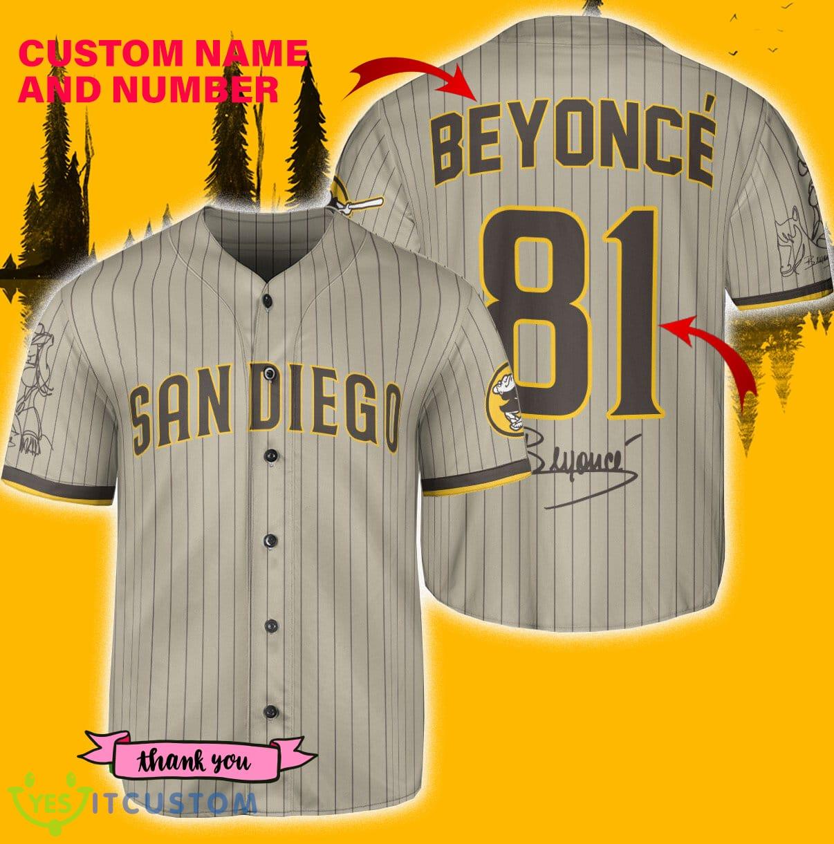 San Diego Padres Beyonce Baseball Jersey Shirt Tan Custom Number And Name - San Diego Padres Beyonce Baseball Jersey Tan_1