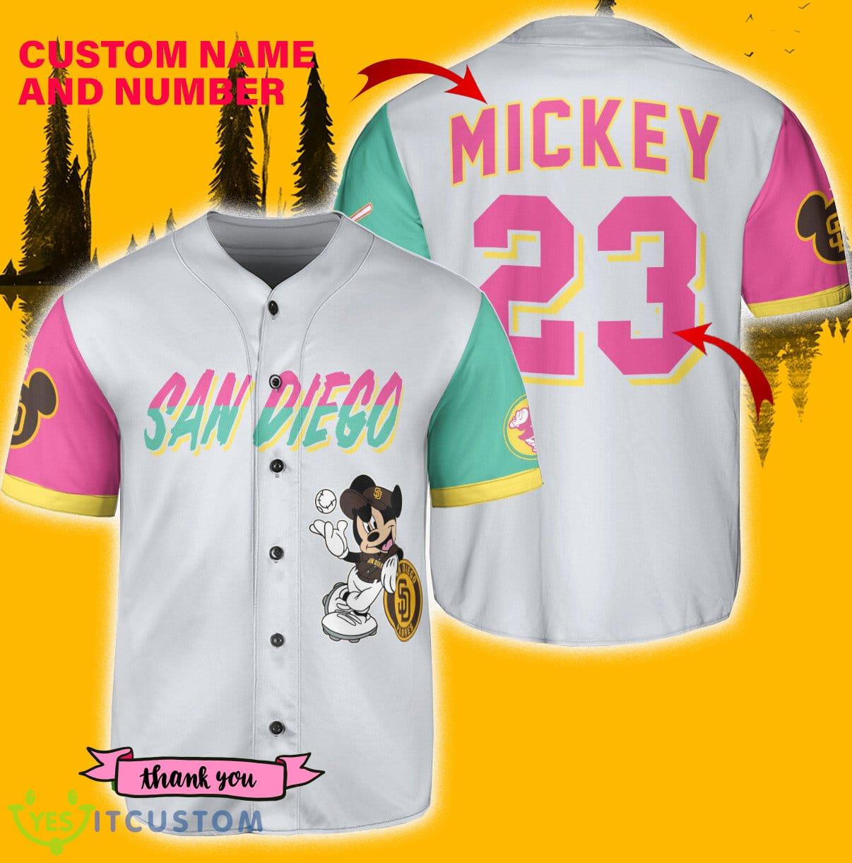 San Diego Padres Mickey White Custom Number And Name Baseball Jersey Shirt - San Diego Padres Mickey White Baseball Jersey_1