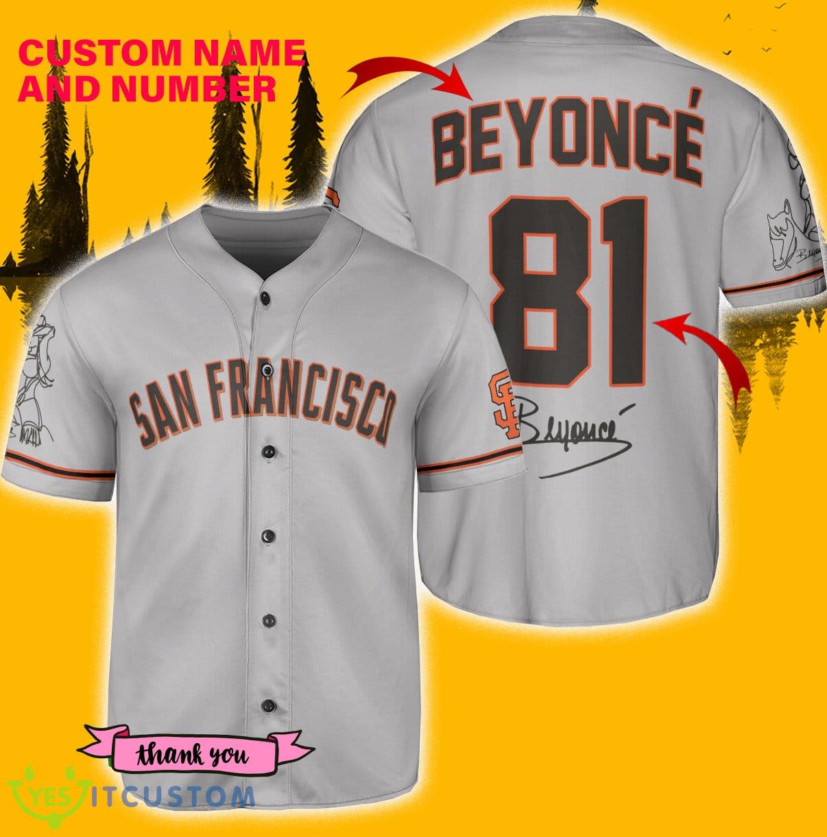 San Francisco Giants Beyonce Baseball Jersey Shirt Gray Custom Number And Name - San Francisco Giants Beyonce Baseball Jersey Gray_1