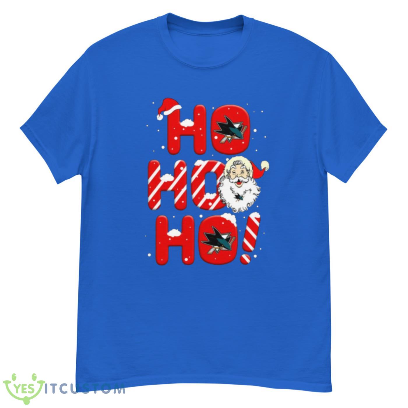 San Jose Sharks NHL Hockey Ho Ho Ho Santa Claus Merry Christmas Shirt T Shirt - G500 Men’s Classic T-Shirt-2