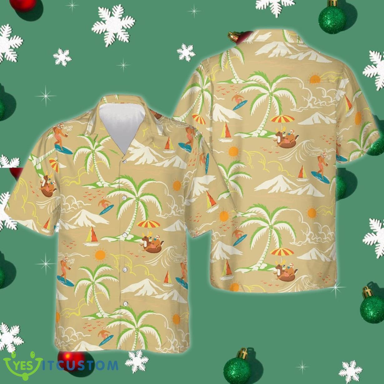 Santa And Beach Hawaiian Shirt Button Up Summer Shirts For Men Christmas Ideas Product Photo 1