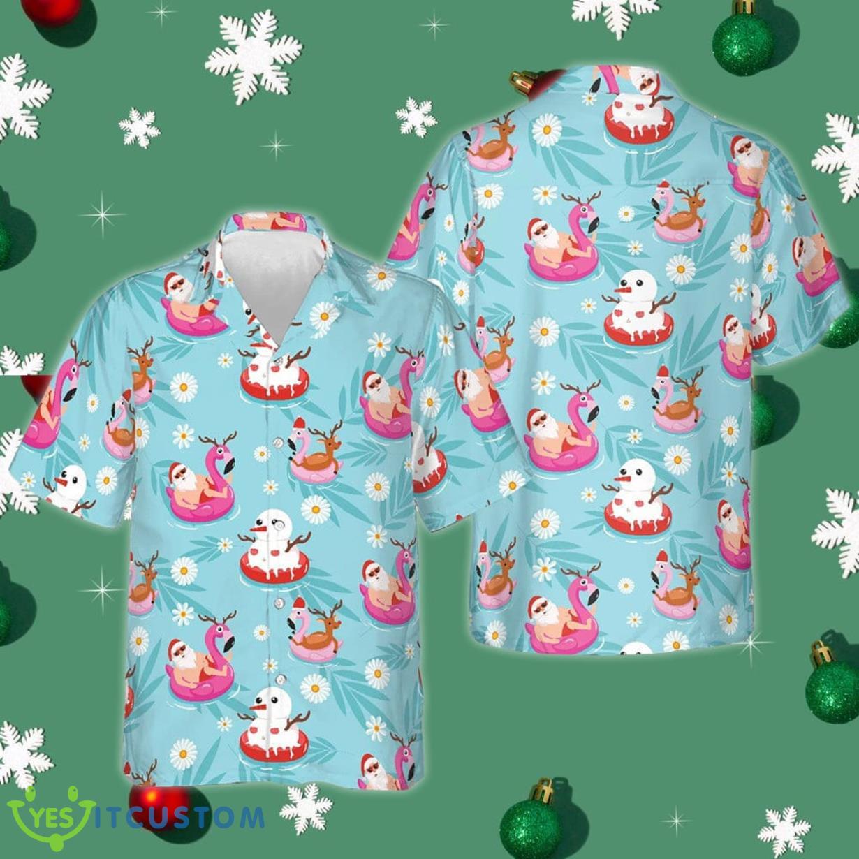 Santa Beach Summer Hawaiian Shirt Funny Cute Beach Short Sleeve Button Down Christmas Ideas Product Photo 1