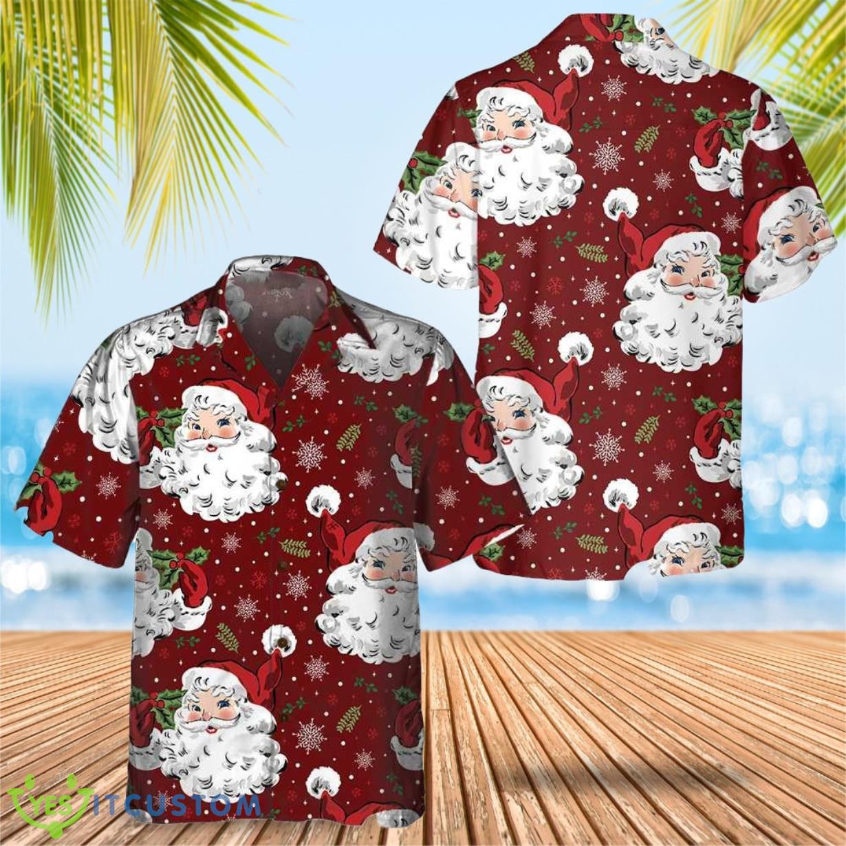 Santa Claus Christmas Hawaiian Shirt Vacation Button Up Shirt Christmas Gift Ideas Product Photo 1