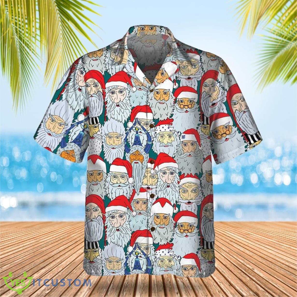 Santa Claus Heads From Different Countries Christmas Hawaiian Shirt Santa Aloha Shirt Product Photo 1