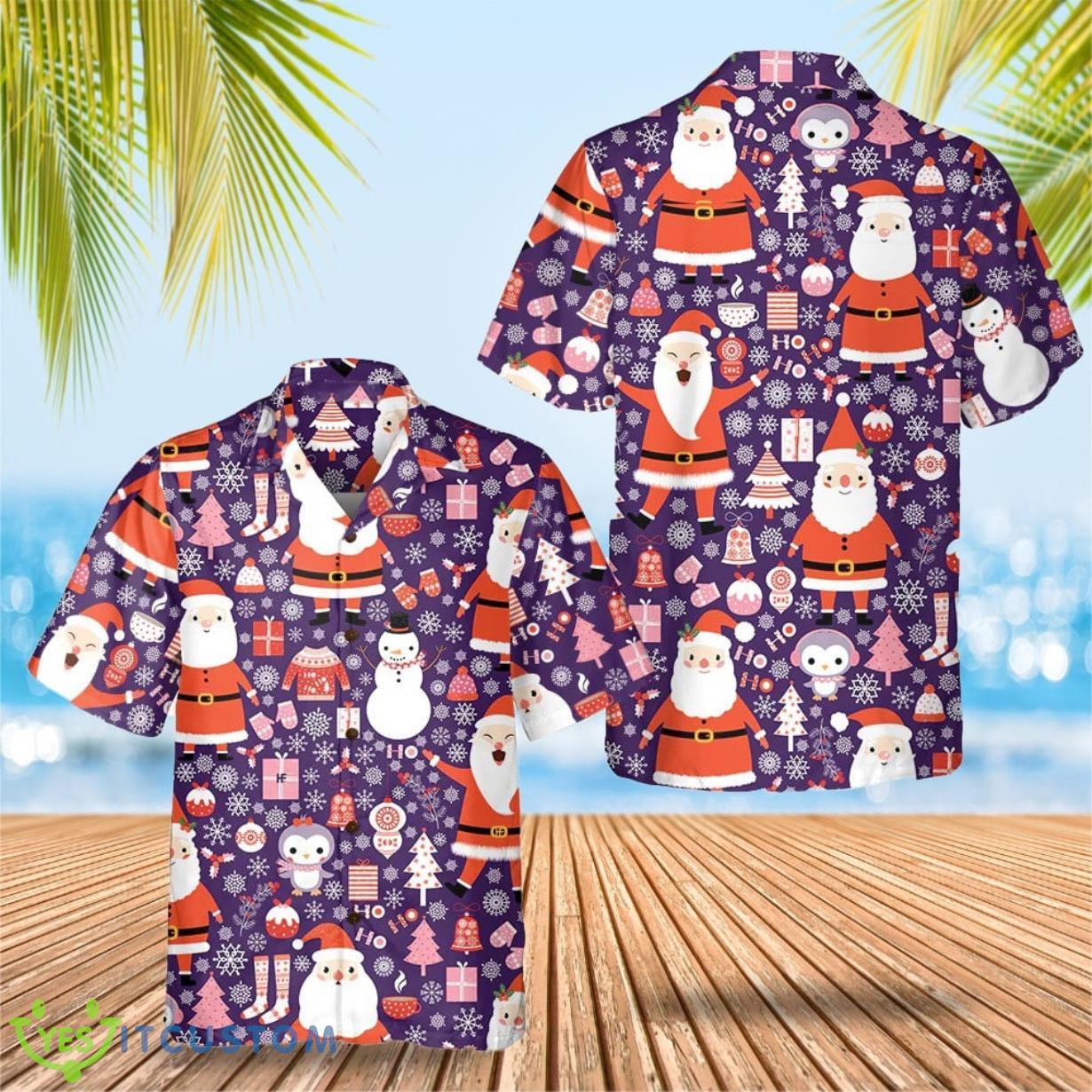 Santa Claus Snowman Christmas Hawaiian Shirt Funny Xmas Themed Hawaiian Shirt Product Photo 1