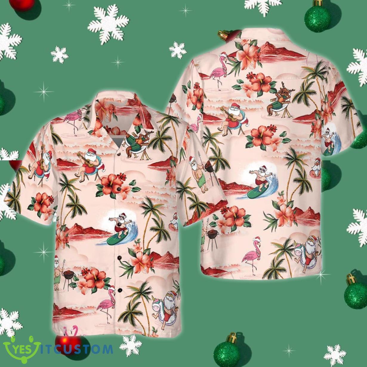 Santa On Beach Christmas Hawaiian Shirt Short Sleeve Button Up Gifts For Summer Product Photo 1