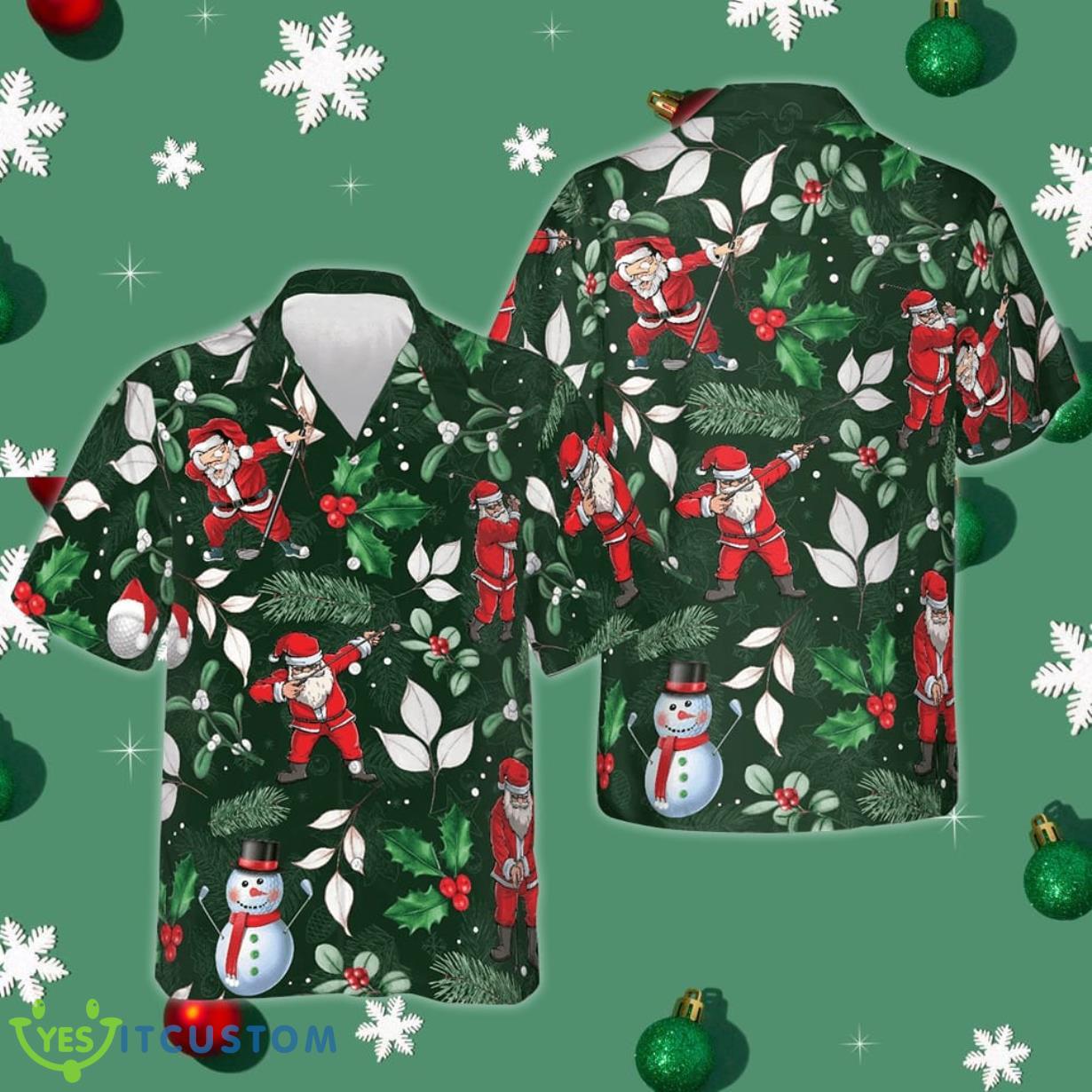Santa Playing Golf Hawaiian Shirt Merry Christmas Short Sleeve Button Up Shirt Gift For Him Product Photo 1