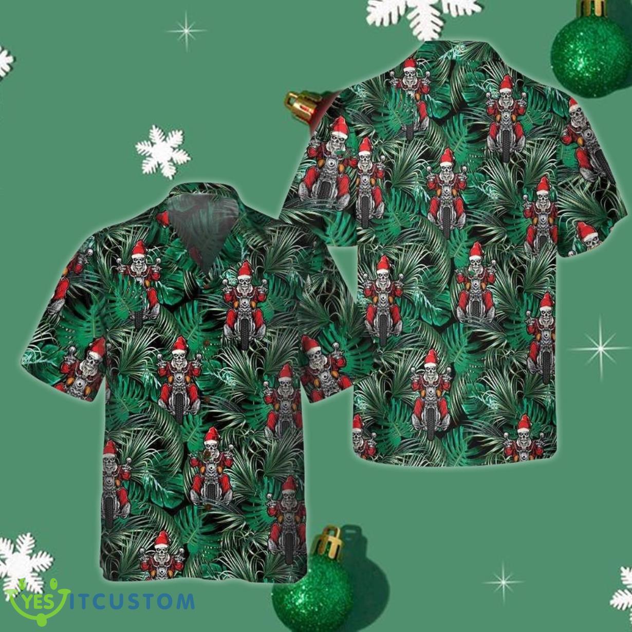 Santa Riding Motorcycle Christmas Hawaiian Shirt Christmas Gifts For Motorbike Lovers Product Photo 1