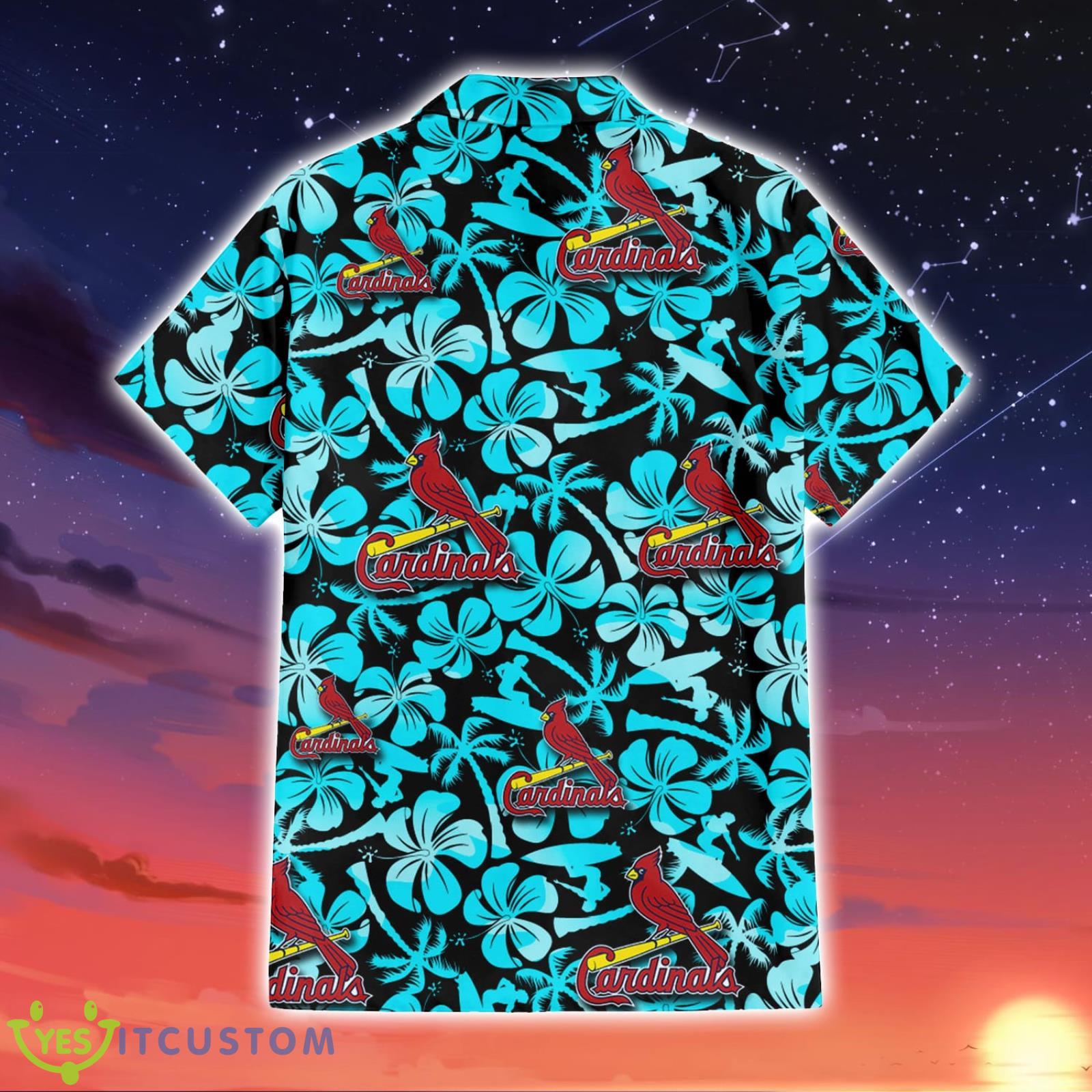 St. Louis Cardinals Blue Flower And Coconut Tree 3D Hawaiian Shirt Summer Gift For Fans 3 St. Louis Cardinals Blue Flower And Coconut Tree 3D Hawaiian Shirt Summer Gift For Fans Product Photo 3
