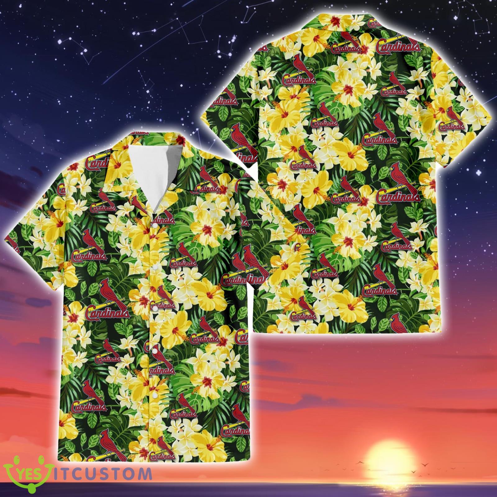 St. Louis Cardinals Yellow Hibiscus Tropical 3D Hawaiian Shirt For Men And Women Product Photo 2