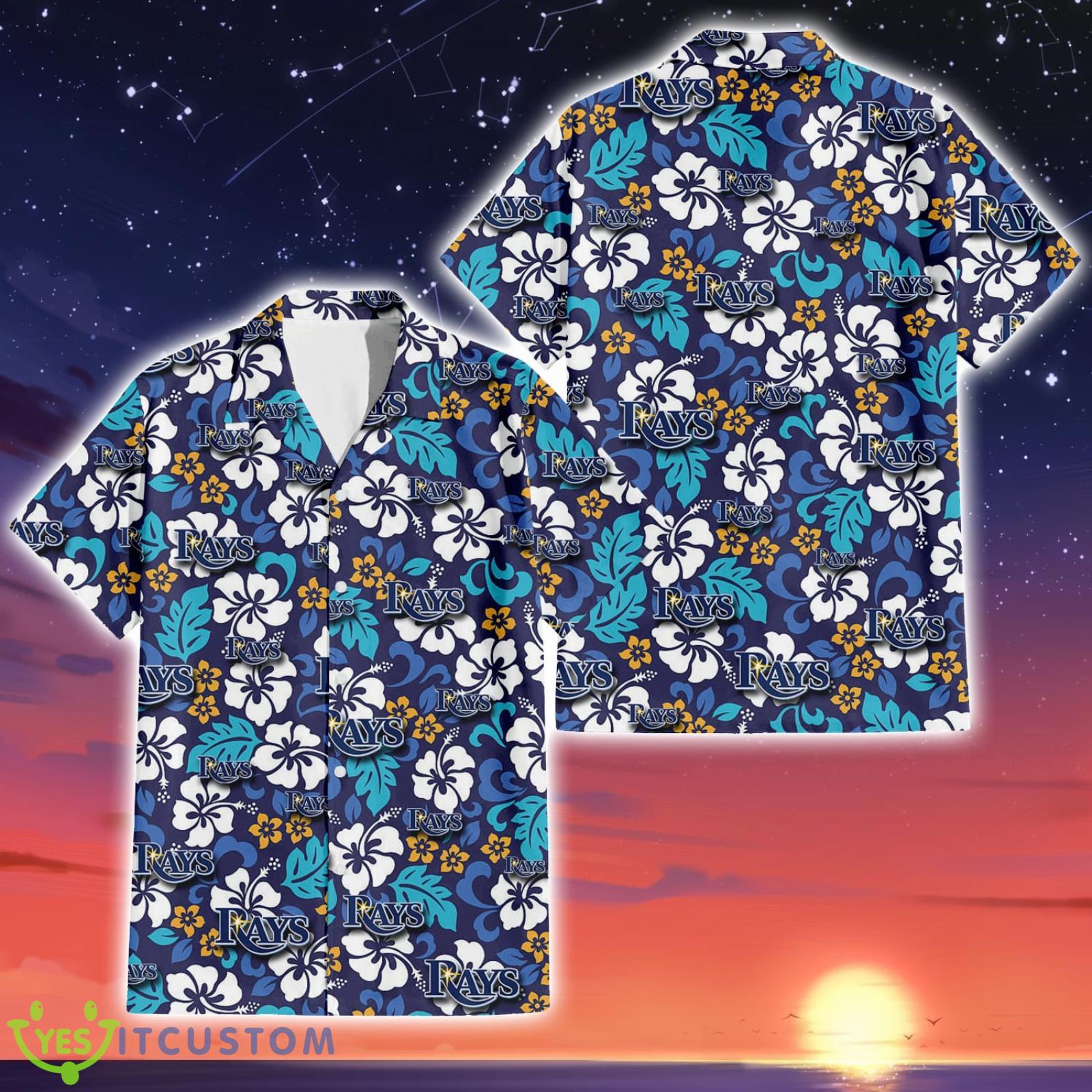 Tampa Bay Rays Lover Gift White Hibiscus Pattern Floral Hawaiian Shirt For Men And Women Product Photo 1