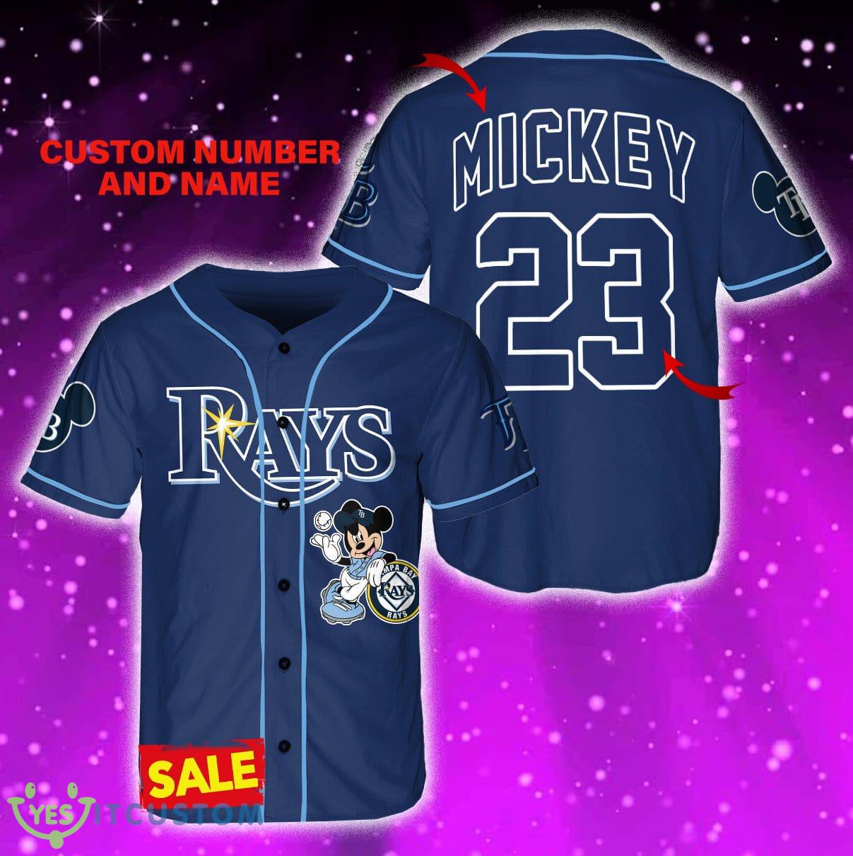 Tampa Bay Rays Mickey Navy Jersey Baseball Shirt Custom Number And Name - Tampa Bay Rays Mickey Navy Baseball Jersey_1