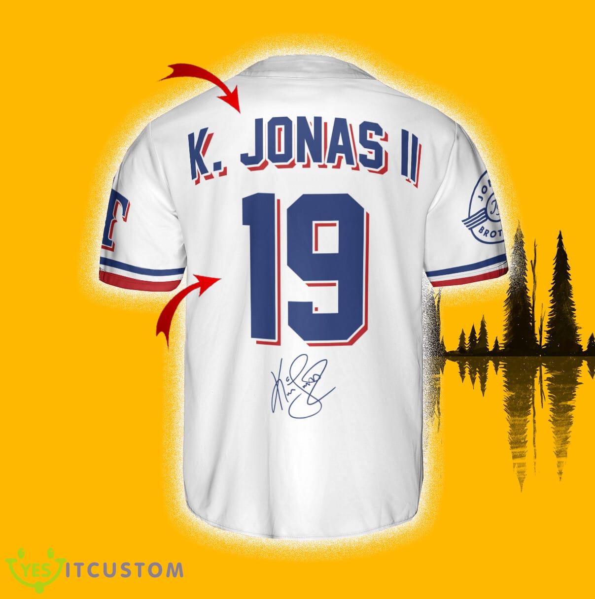 Texas Rangers K. Jonas Jersey Baseball Shirt White Custom Number And Name 3 Texas Rangers K. Jonas Jersey Baseball Shirt White Custom Number And Name - Texas Rangers K. Jonas Baseball Jersey White_3