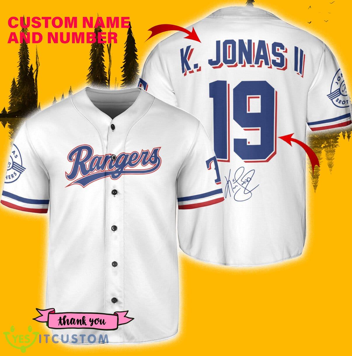 Texas Rangers K. Jonas Jersey Baseball Shirt White Custom Number And Name 7 Texas Rangers K. Jonas Jersey Baseball Shirt White Custom Number And Name - Texas Rangers K. Jonas Baseball Jersey White_1