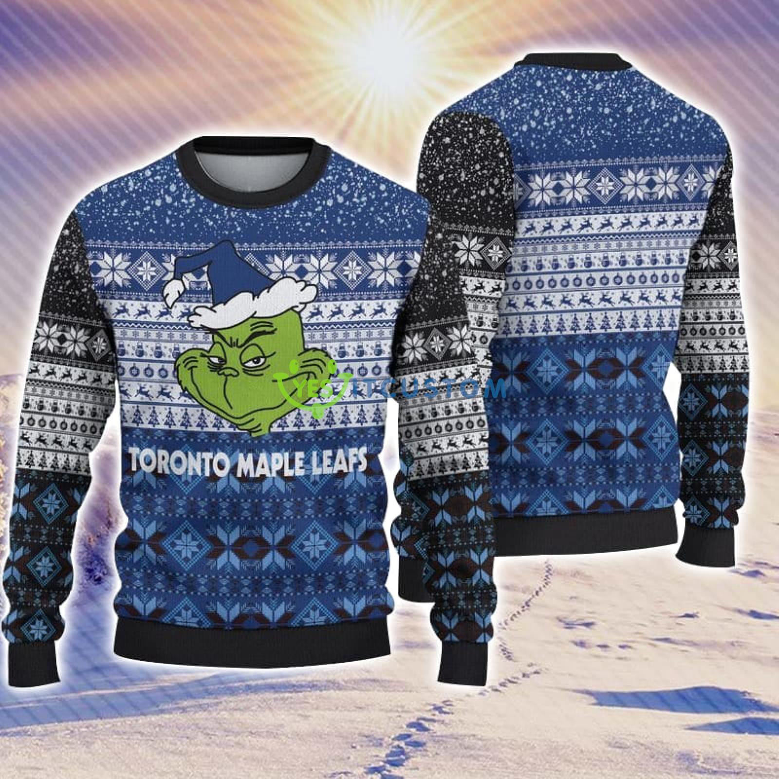 Toronto Maple Leafs Christmas Grinch Sweater For Fans Product Photo 1