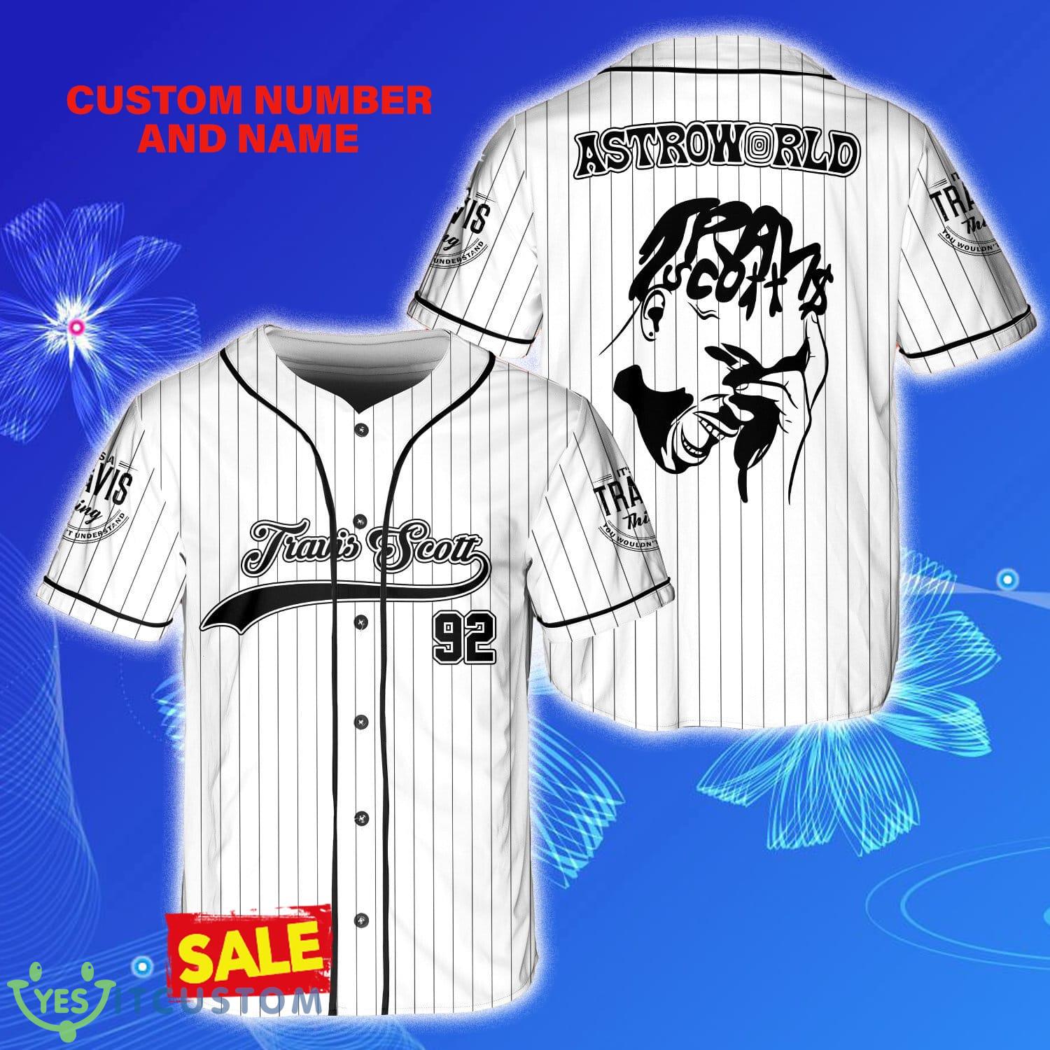 Travis Scott Astroworld Style 2 Custom Number And Name White Jersey Baseball Shirt - Travis Scott Astroworld Style 2 Custom Number And Name White Jersey Baseball Shirt