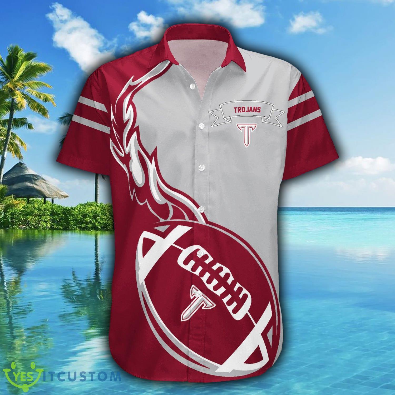 Troy Trojans 3D Hawaiian Shirt Flame Ball NCAA Summer Beach For Fans Gift - Troy Trojans Hawaii Shirt Flame Ball - NCAA_2