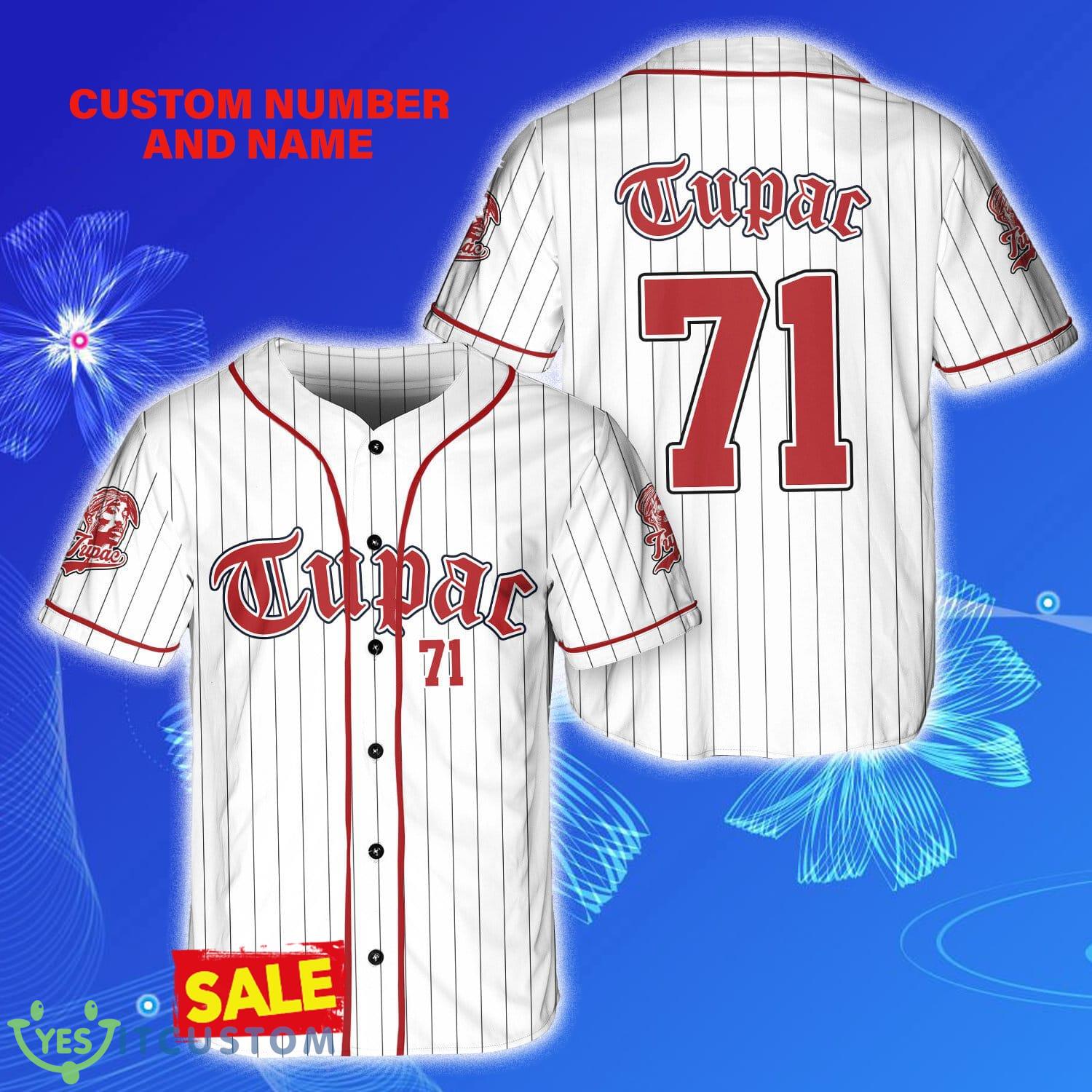 Tupac 71 Style 2 Custom Number And Name White Jersey Baseball Shirt 3 Tupac 71 Style 2 Custom Number And Name White Jersey Baseball Shirt - Tupac 71 Style 2 Custom Number And Name White Jersey Baseball Shirt