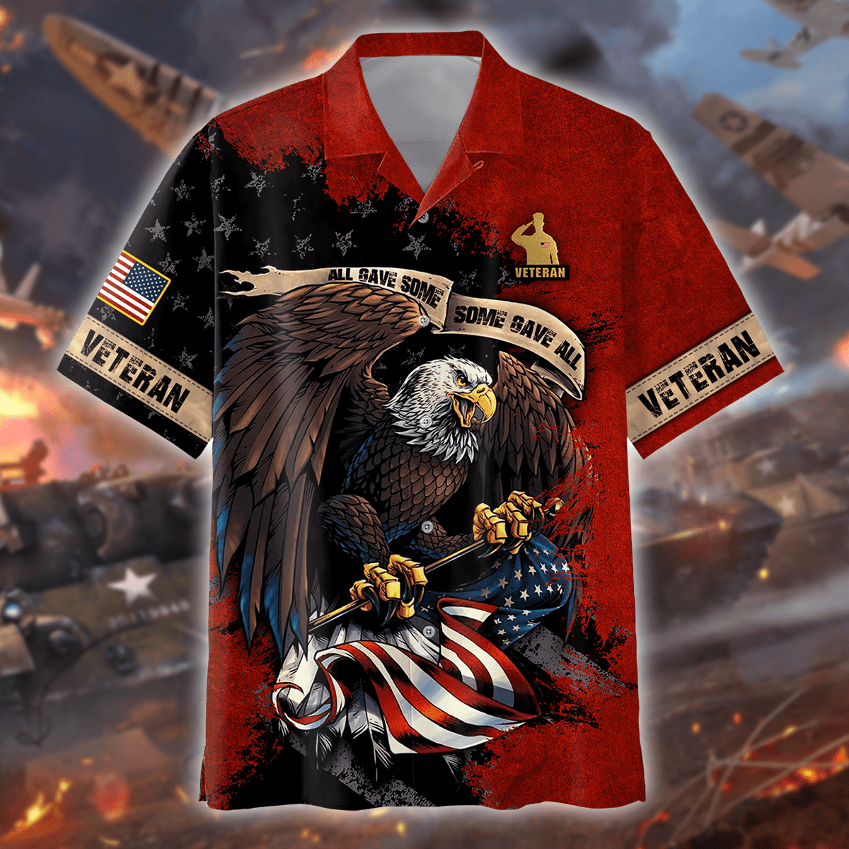US Veteran Red Bonds Unite All Gave Some Some Gave All Hawaiian Shirt And Short Set Men Women - US Veteran - All Gave Some Some Gave All Unisex Shirts Style 4_1