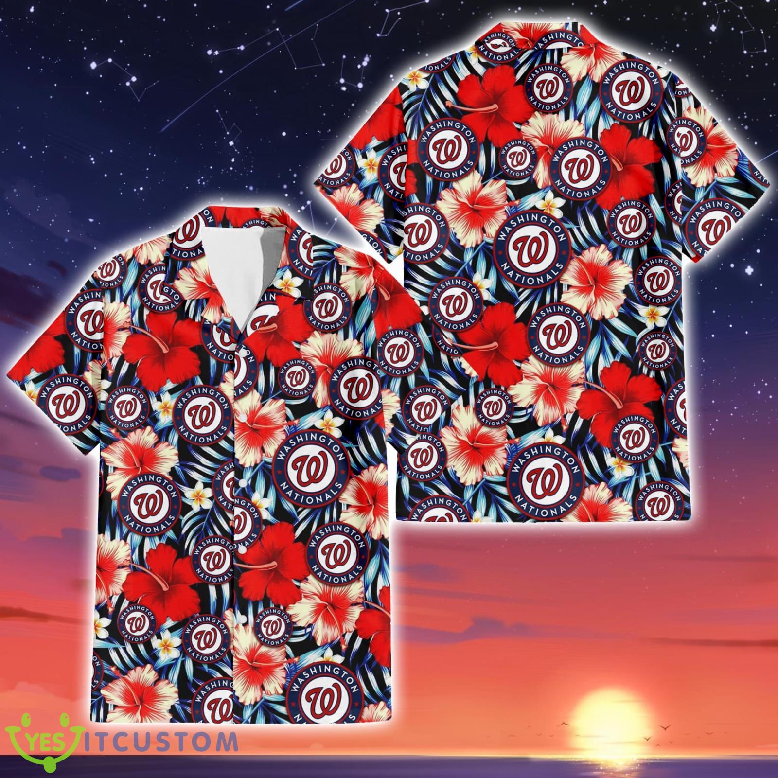Washington Nationals Red Hibiscus Tropical Style Hawaiian Shirt Gift For Summer Product Photo 1