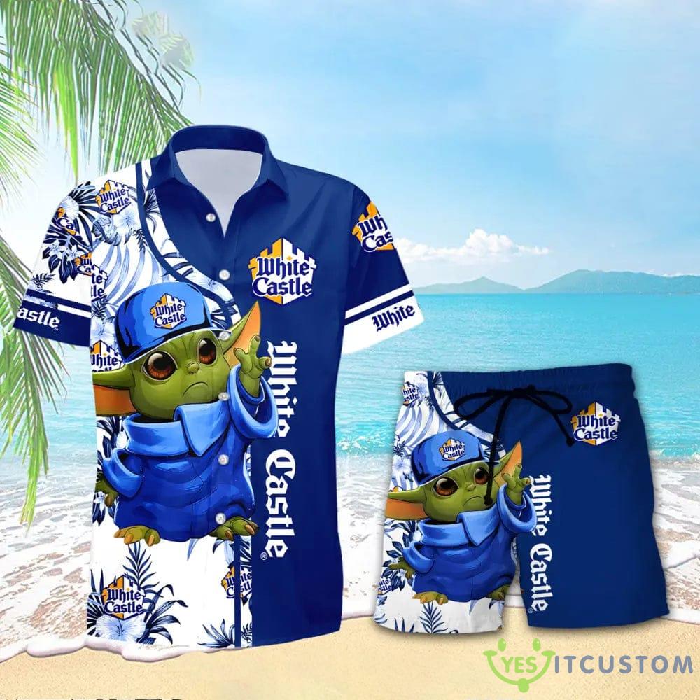 White Castle Baby Yoda Hawaiian Shirt And Shorts Gift Hawaiian Tropical Beach - White Castle Baby Yoda Hawaiian Shirt And Short_1