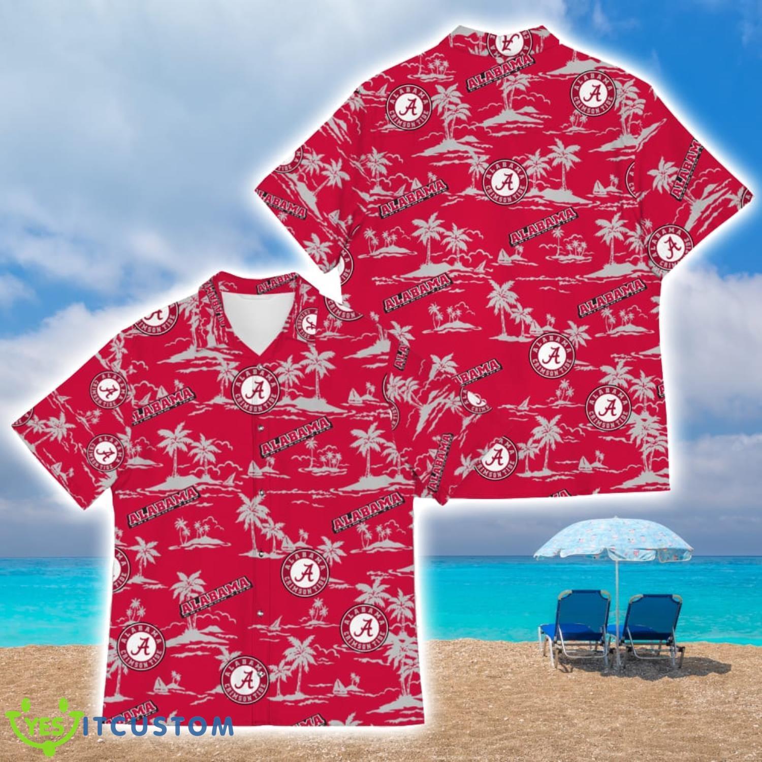 Alabama Crimson Tide Island Pattern Tree All Over Printed 3D Hawaiian Shirt Summer Gift Product Photo 1
