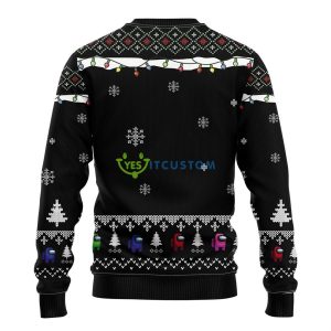 Among Us Black AOP Christmas Sweater 3 Among Us Black AOP Christmas Sweater Product Photo 2