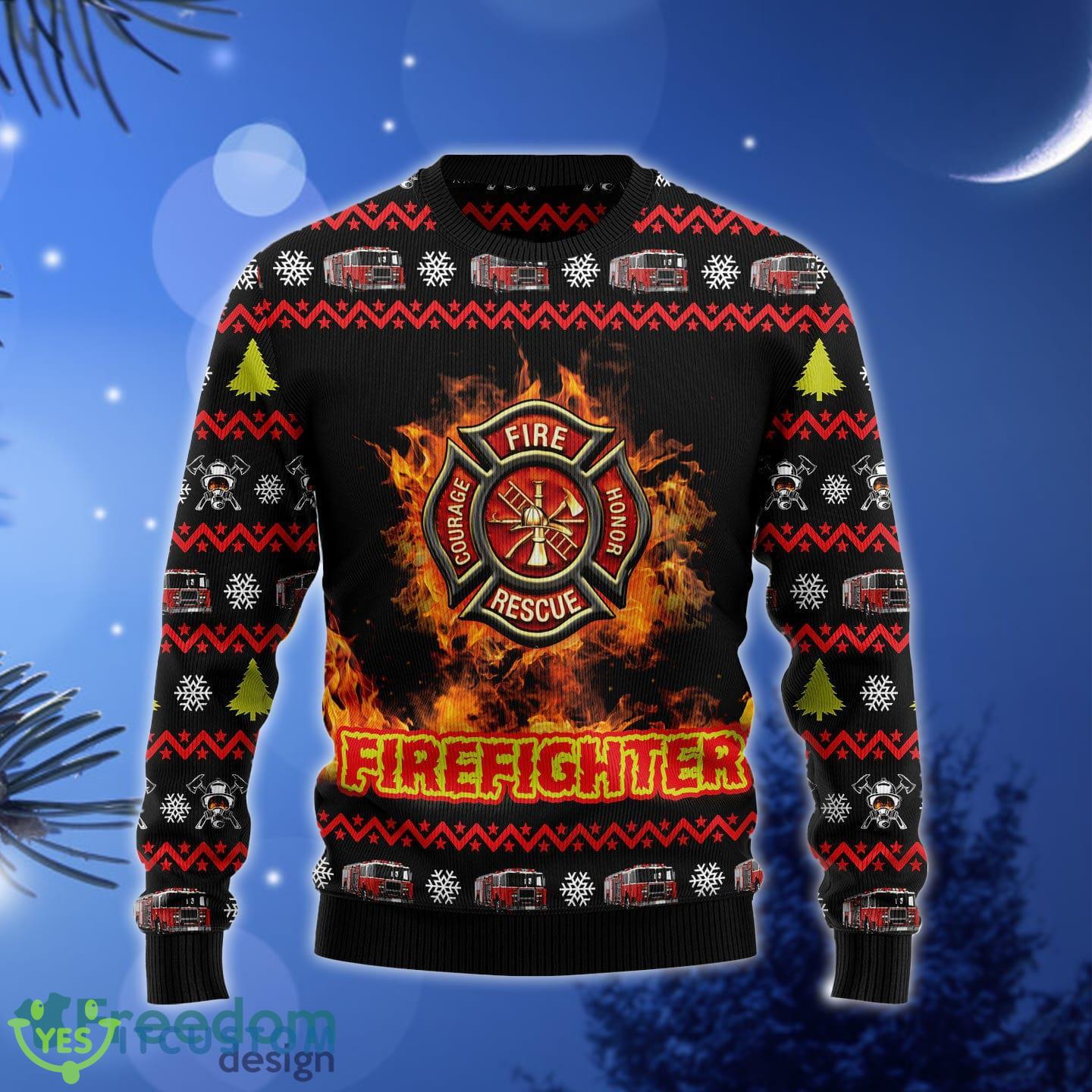 Awesome Firefighter Tacky Outfit Ugly Christmas Sweater Gift Men Women - Awesome Firefighter Ugly Christmas Sweater Gift Men Women_1