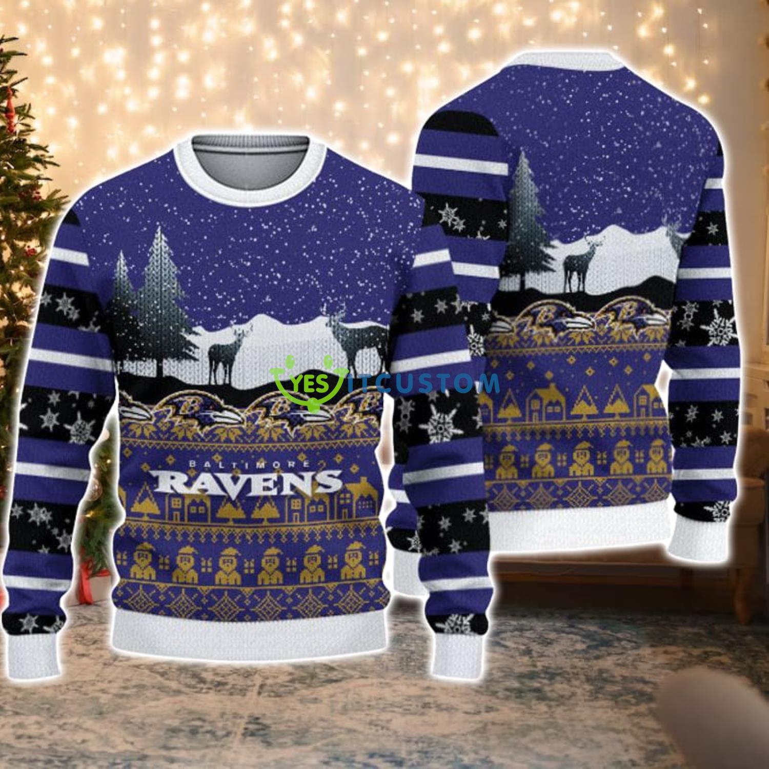 Baltimore Ravens Reindeer Christmas Gift Ugly Christmas Sweater 3 Baltimore Ravens Reindeer Christmas Gift Ugly Christmas Sweater Product Photo 1
