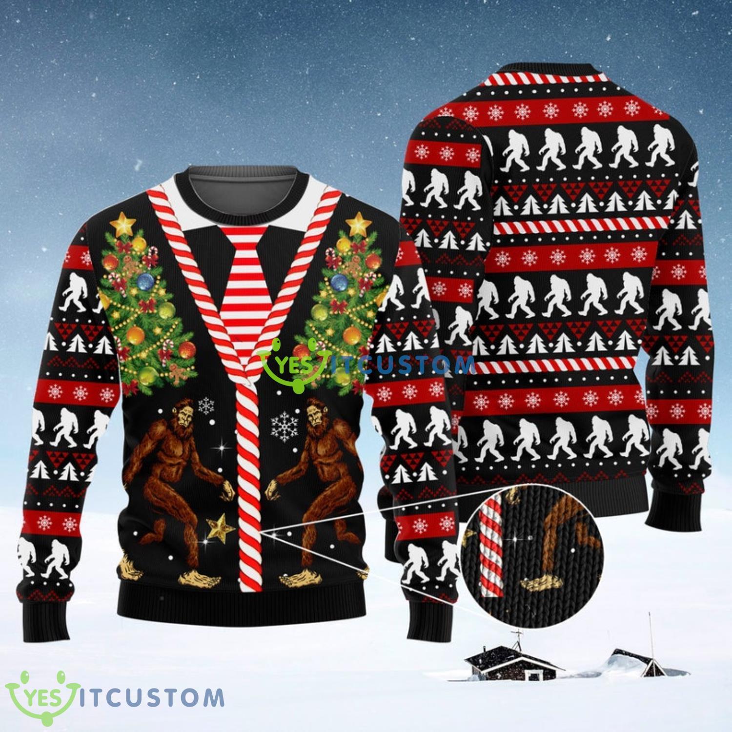 Bigfoot Pattern Cute Ugly Christmas Sweater 3 Bigfoot Pattern Cute Ugly Christmas Sweater Product Photo 1