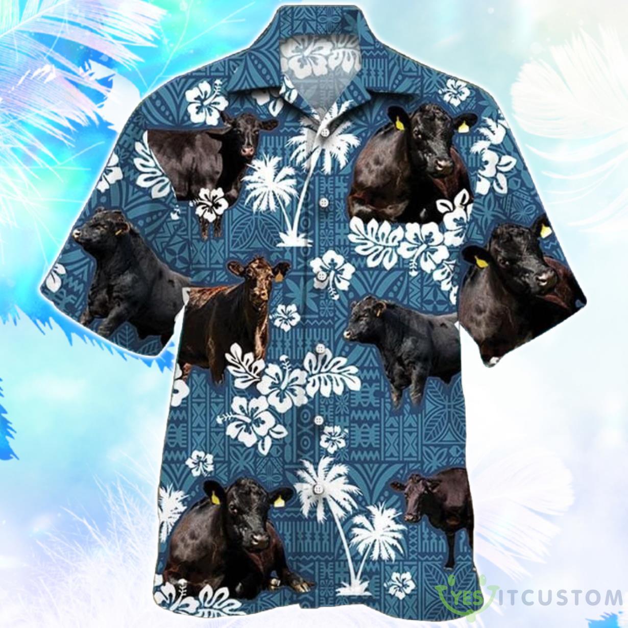 Black Angus Cattle Blue Tribal Hawaiian Shirt For Men Women 4 Black Angus Cattle Blue Tribal Hawaiian Shirt For Men Women Product Photo 1
