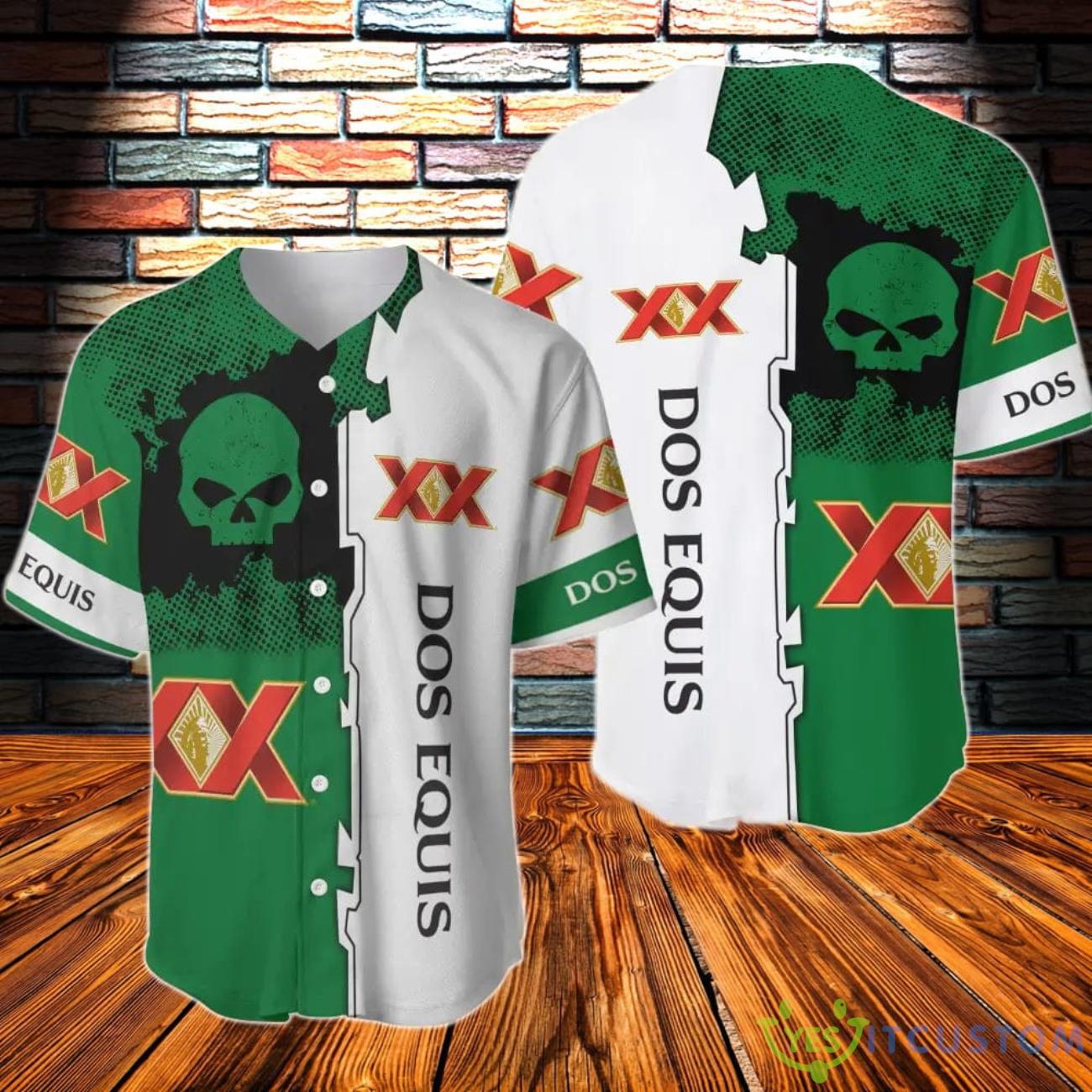 Black Skull Dos Equis Baseball Jersey 3 Black Skull Dos Equis Baseball Jersey Product Photo 1