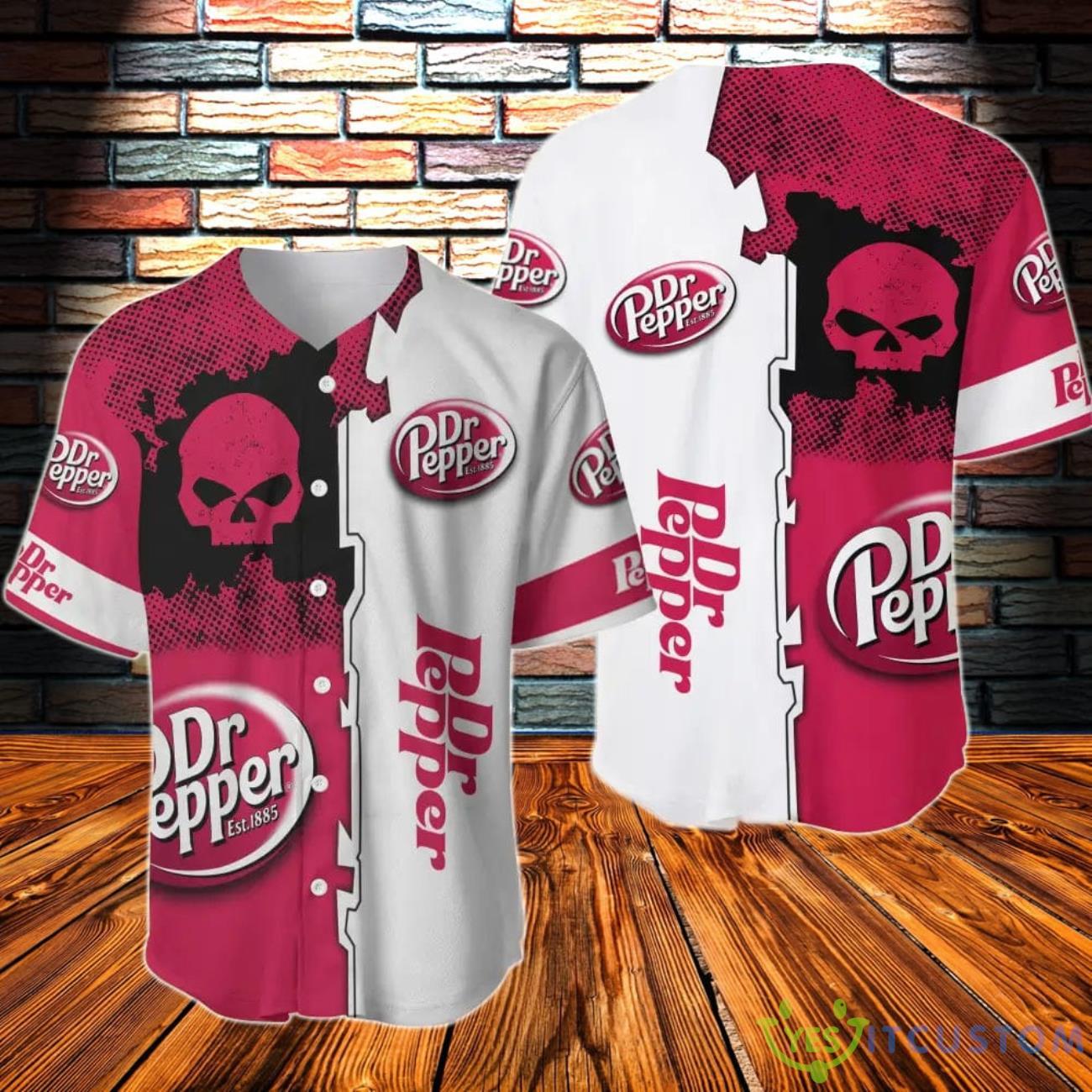 Black Skull Dr Pepper Baseball Jersey 3 Black Skull Dr Pepper Baseball Jersey Product Photo 1