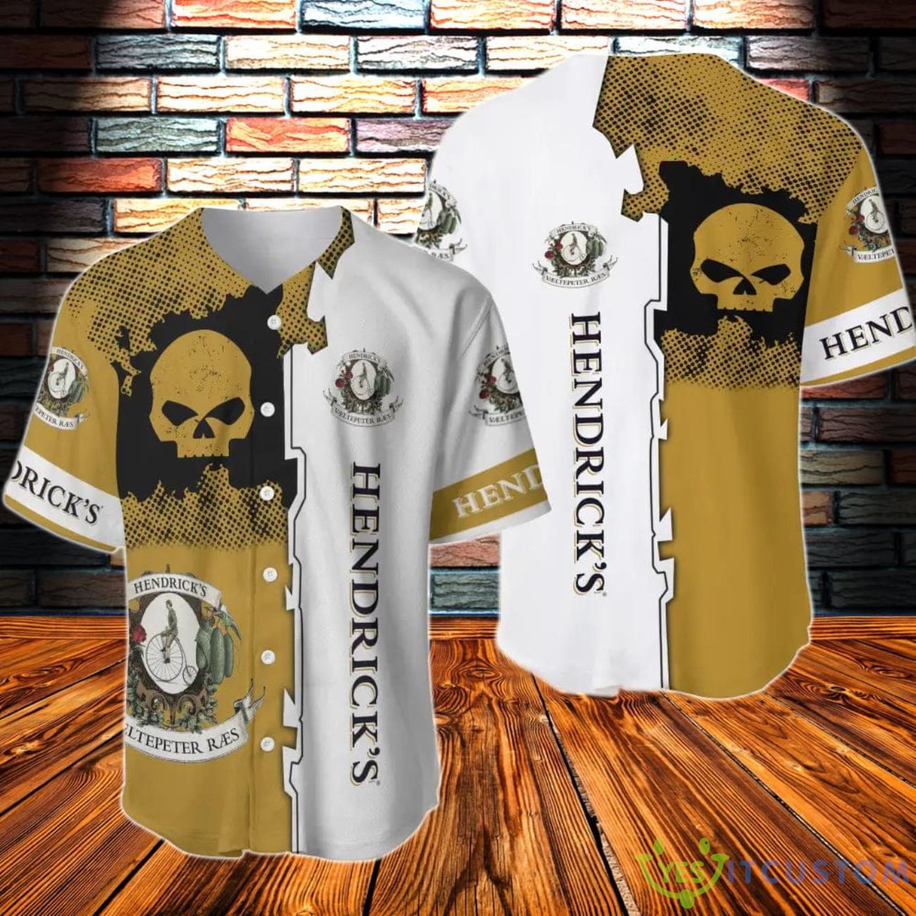 Black Skull Hendrick's Gin Baseball Jersey 3 black skull hendricks gin baseball jersey