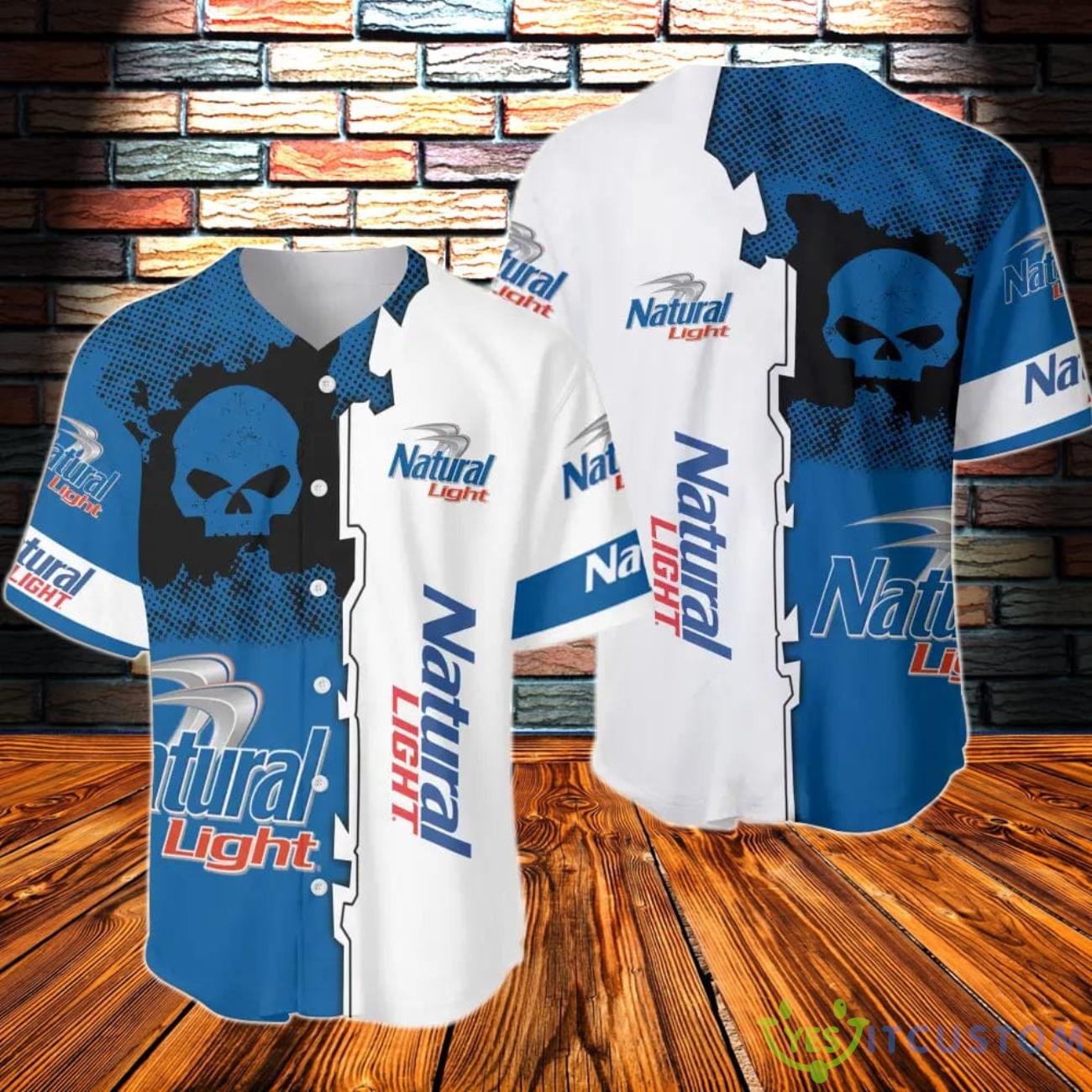 Black Skull Natural Light Baseball Jersey 3 Black Skull Natural Light Baseball Jersey Product Photo 1