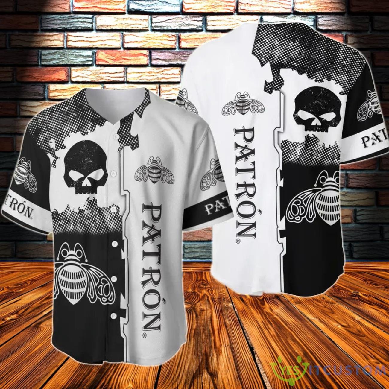 Black Skull Patron Tequila Baseball Jersey 3 Black Skull Patron Tequila Baseball Jersey Product Photo 1