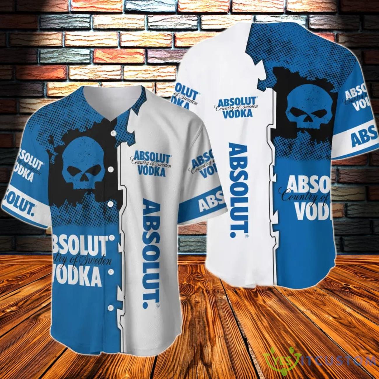 Black Skull Skull Absolut Vodka Baseball Jersey 3 Black Skull Skull Absolut Vodka Baseball Jersey Product Photo 1