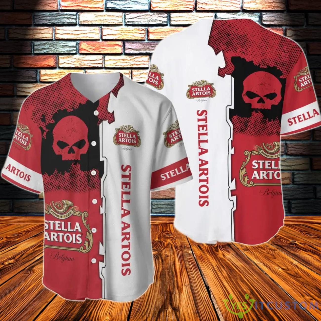 Black Skull Stella Artois Baseball Jersey 3 Black Skull Stella Artois Baseball Jersey Product Photo 1