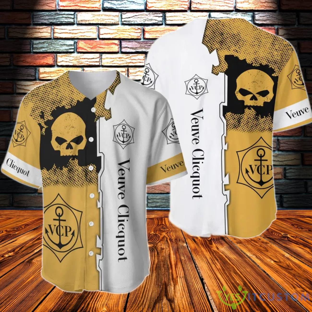 Black Skull Veuve Clicquot Baseball Jersey 3 Black Skull Veuve Clicquot Baseball Jersey Product Photo 1
