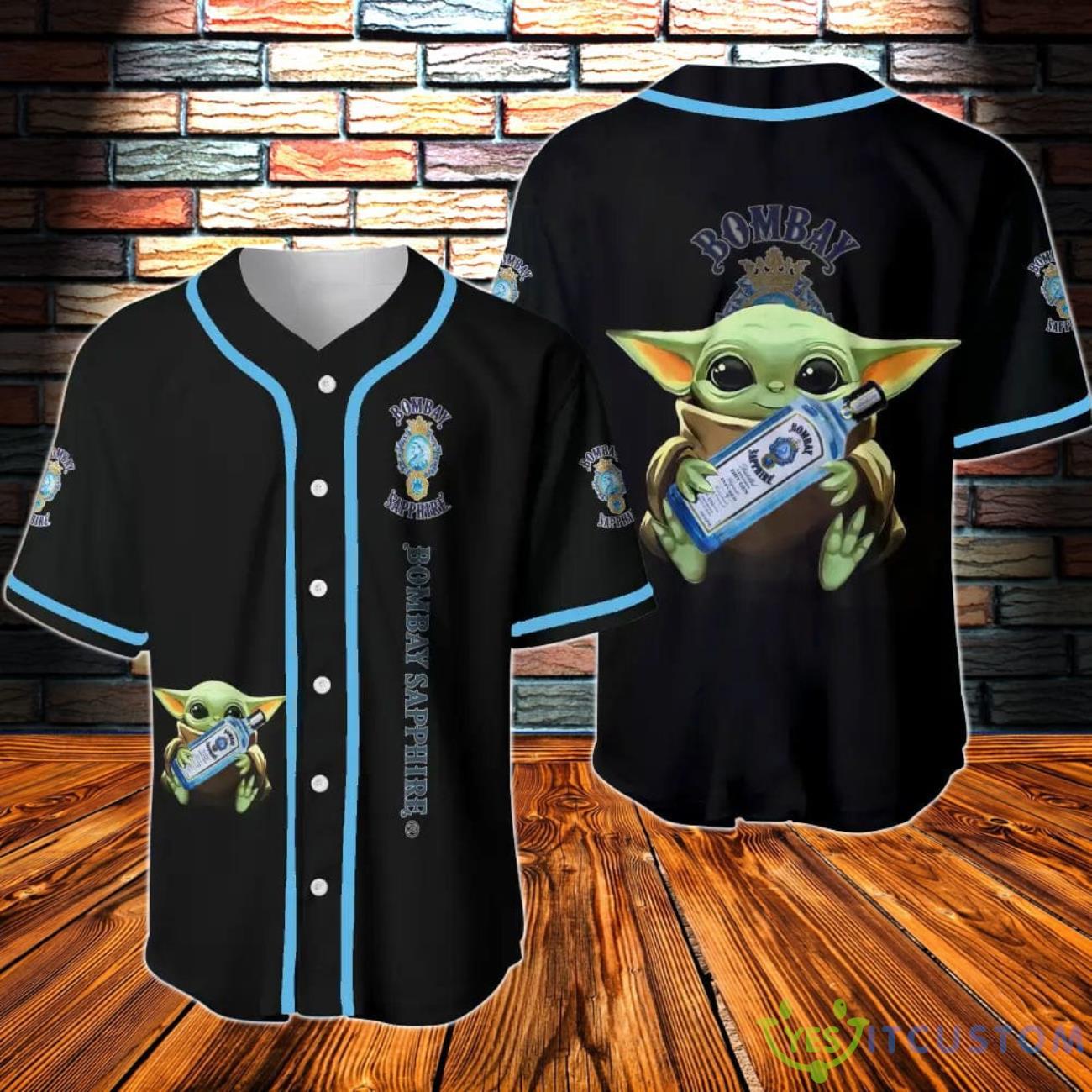 Bombay Sapphire Baby Yoda Baseball Jersey 3 Bombay Sapphire Baby Yoda Baseball Jersey Product Photo 1