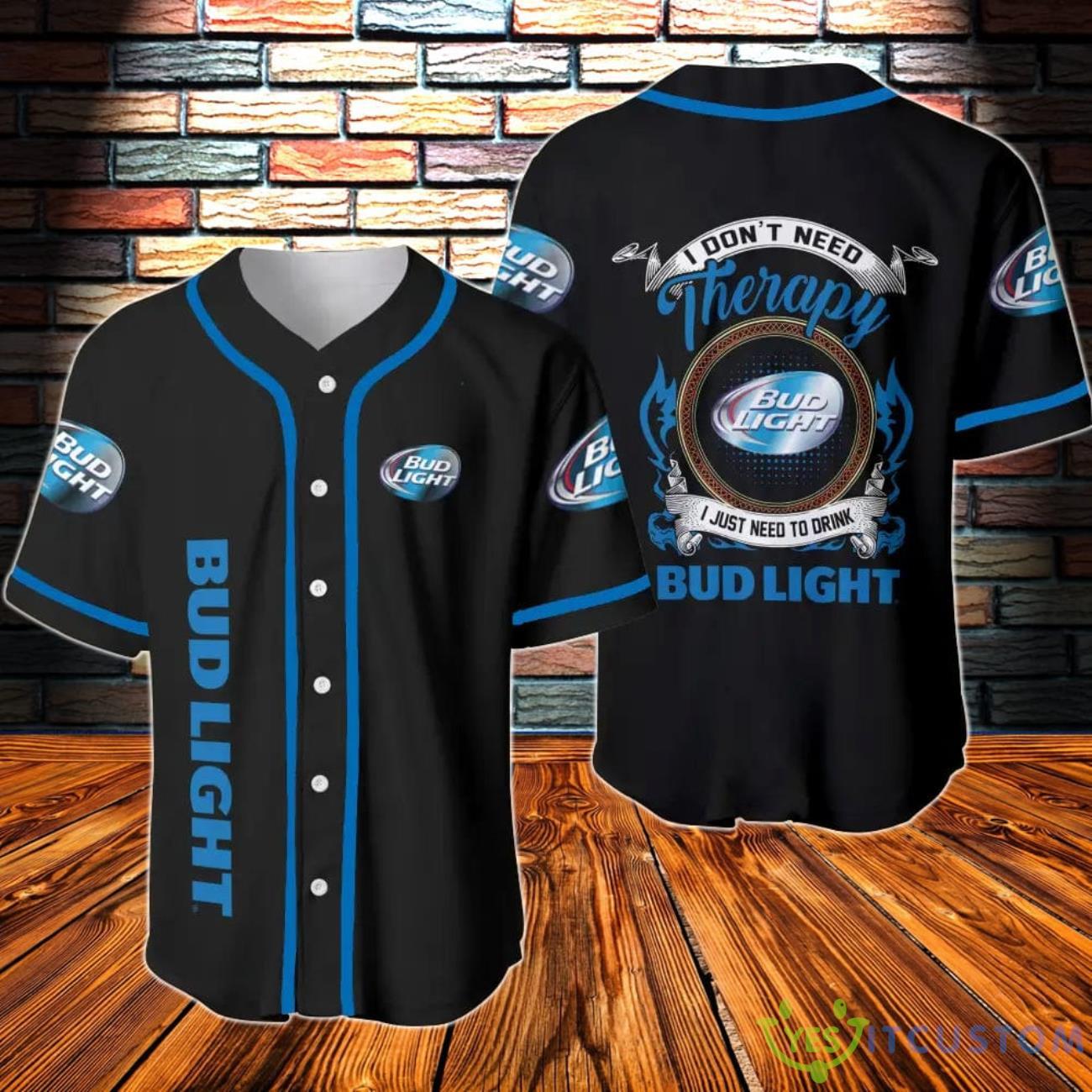 Bud Light Beer Therapy Baseball Jersey 3 Bud Light Beer Therapy Baseball Jersey Product Photo 1